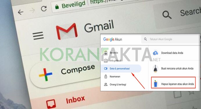 Cara menghapus akun Gmail di laptop
