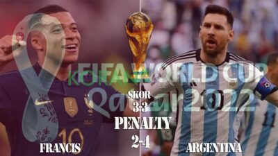 Hasil Akhir Pertandingan Final Piala Dunia 2022 Qatar Argentina Vs Francis Skor 3-3 P(4-2)